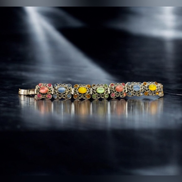 Multi-Color Silver tone Gemstone Bracelet - Picture 7 of 7